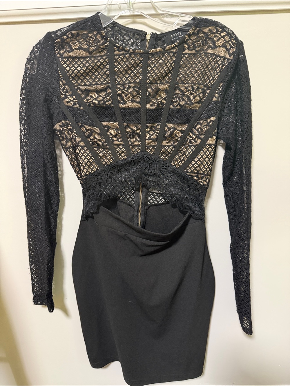 Black Lace Long Sleeve Bodycon Dress